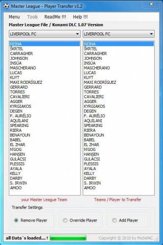 Master League Transfer Tool 1.2 (PES 10 / Pro Evolution Soccer 2010) [1.2]